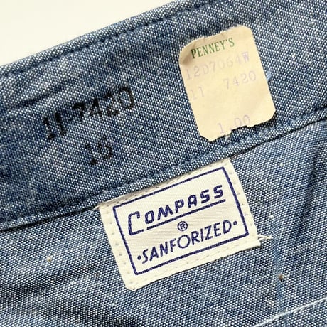 1960's COMPASS Chambray L/S Shirt Deadstock