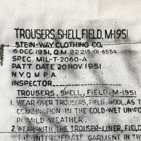 1950's US.ARMY M-51 Field Trousers Deadstock