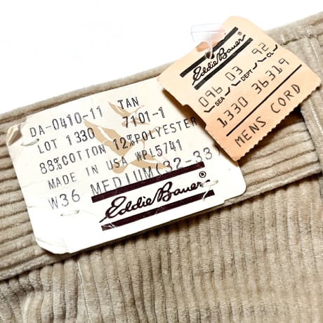 1980's Eddie Bauer Corduroy Trousers Deadstock
