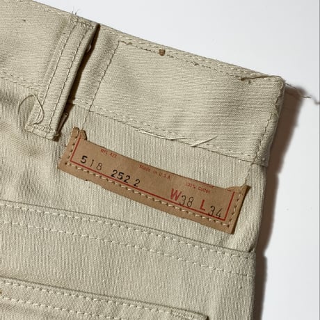 1960's Levi's 518 Big E Cotton Satin Tapered Pants Deadstock