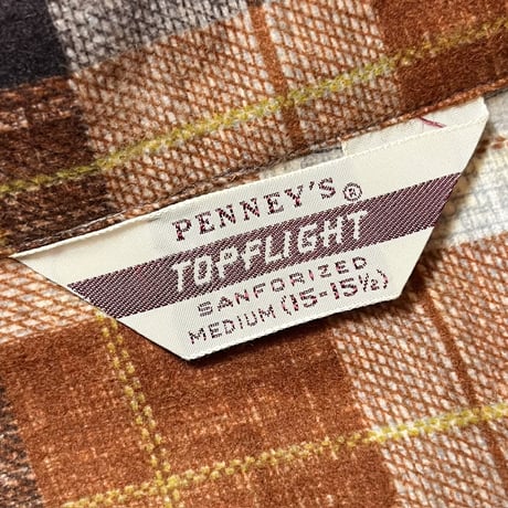 1950's PENNEY'S TOPFLIGHT Flannel L/S Shirt Deadstock