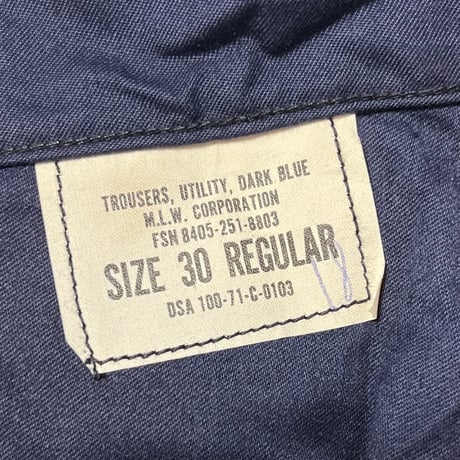 1970's US.NAVY Utility Trousers Straight Leg Deadstock