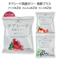 チアシード蒟蒻ゼリー発酵プラス　6袋セット＜カシス味２袋・カムカム２袋・ざくろ味２袋＞