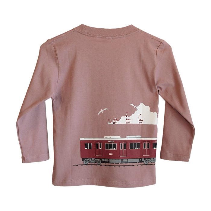 こども長袖Tシャツ グレイッシュピンク（阪急電車2000系） | UMIKIRIN