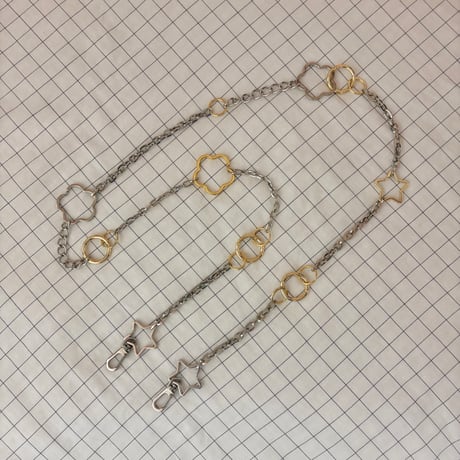 《1点もの》LONG STRAP / "STAR GARDEN" （SILVER × GOLD MIX）