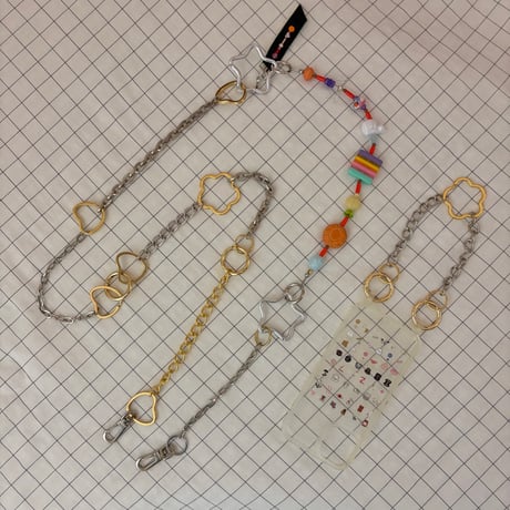 《1点もの》LONG STRAP / "PICNIC"（SILVER × GOLD MIX）
