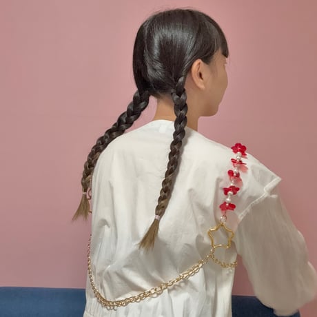 《1点もの》お花と星のビスチェ (赤いお花)