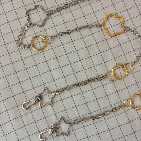 《1点もの》LONG STRAP / "STAR GARDEN" （SILVER × GOLD MIX）
