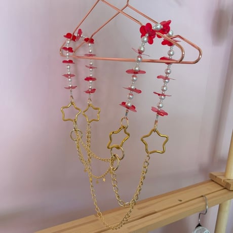 《1点もの》お花と星のビスチェ (赤いお花)