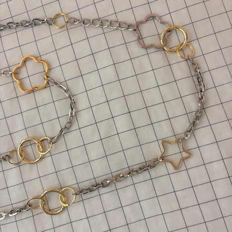《1点もの》LONG STRAP / "STAR GARDEN" （SILVER × GOLD MIX）