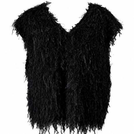 Lame Feather Vest / black
