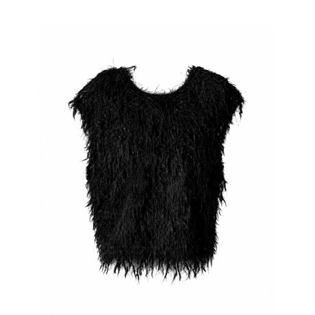 Lame Feather Vest / black