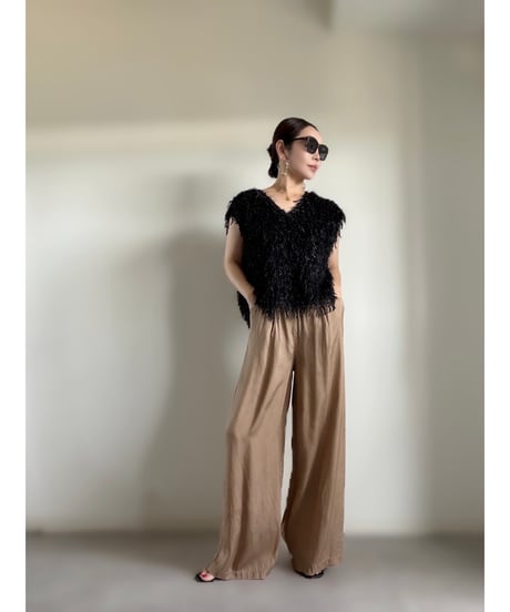 Lame Feather Vest / black