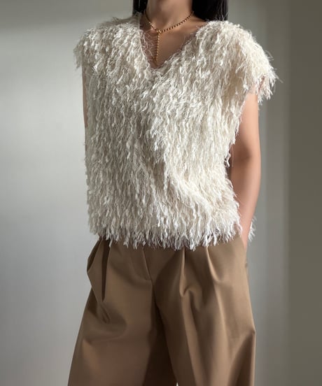 Lame Feather Vest