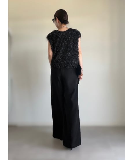 Lame Feather Vest / black