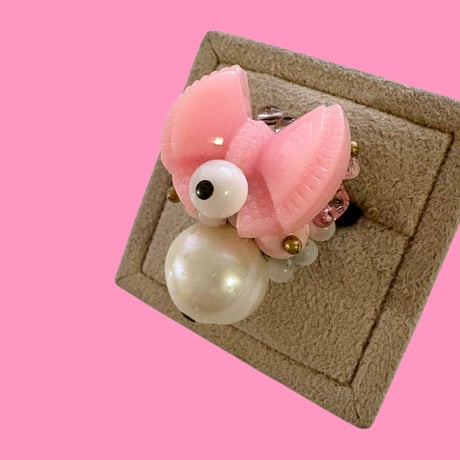 〖一点もの〗ピンクリボンとパールのリング