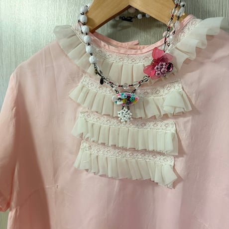 〖NECKLACE〗ヴィンテージセルロイドとお花のネックレス