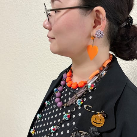 〖PIERCE･EARRINGS〗オレンジハートピアス・イヤリング