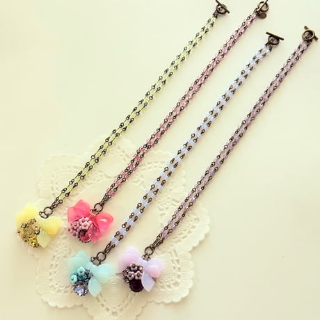 〖NECKLACE〗パステルカラーリボンネックレス