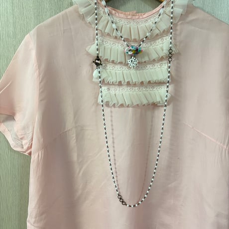 〖NECKLACE〗ヴィンテージセルロイドとお花のネックレス