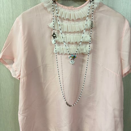 〖NECKLACE〗ヴィンテージセルロイドとお花のネックレス