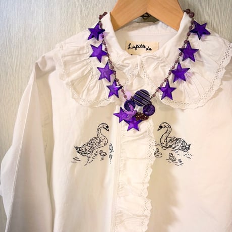 〖一点もの〗パープルスターとつばめのネックレス