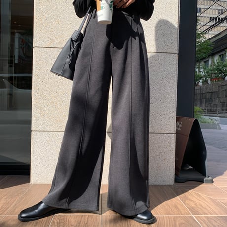 チャコールグレータックワイドパンツ