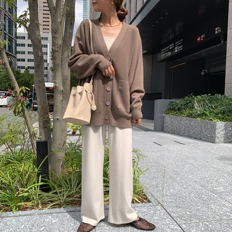 上質ニュアンス起毛リブワイドパンツ