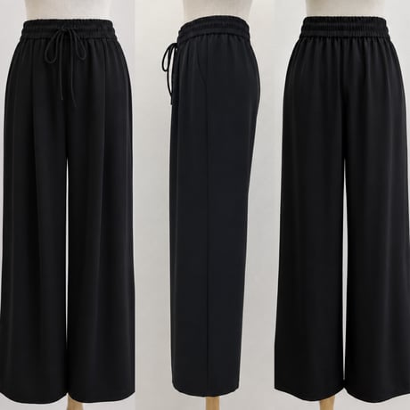 リラックスさらさらタックワイドパンツ