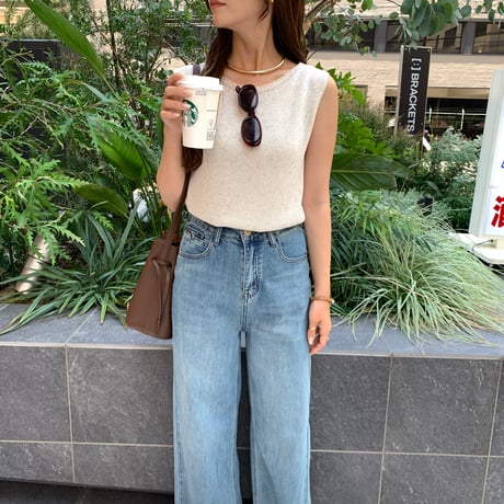リネンサマーニットノースリーブベスト