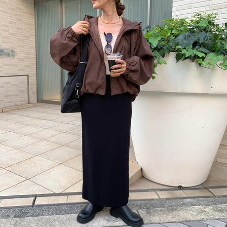 ボリュームスリーブフードブルゾン