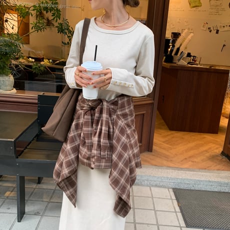 袖ボタンニュアンスワンピース