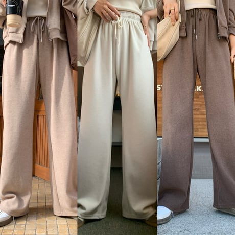 上質ニュアンス起毛リブリラックスワイドパンツ