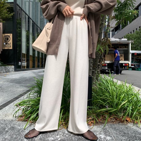 上質ニュアンス起毛リブワイドパンツ