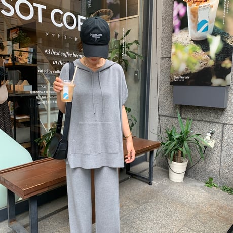 フード付きサマーニットセットアップ