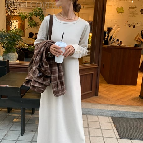 袖ボタンニュアンスワンピース