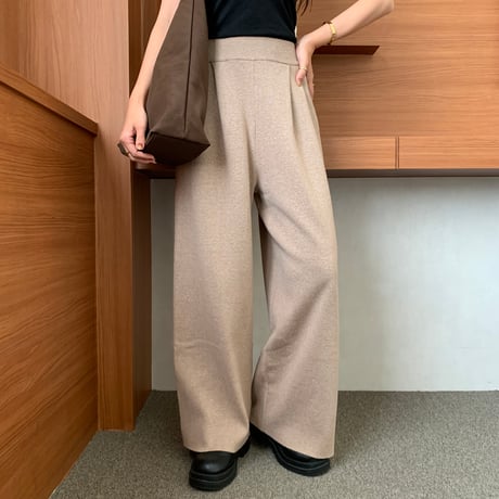 ツータックニットワイドパンツ
