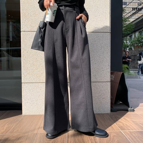 チャコールグレータックワイドパンツ