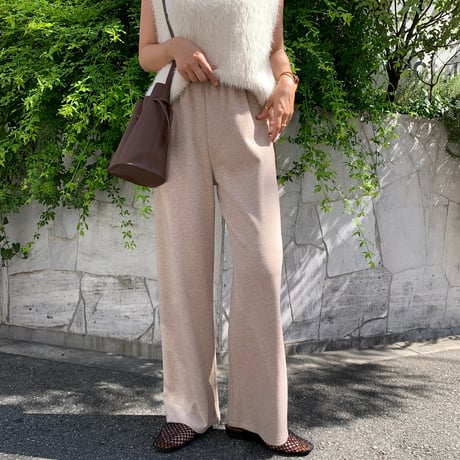 上質ニュアンス起毛リブワイドパンツ