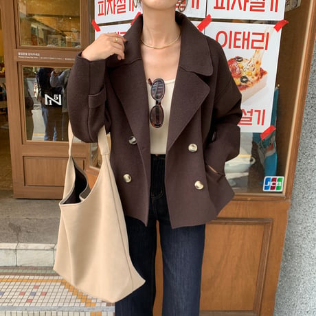 フェイクウールリバータッチショートコート