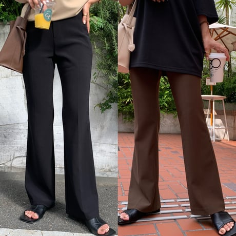 細見え美ラインストレッチフレアパンツ