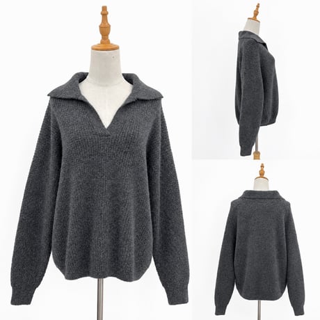 キーネックワッフルニットショートパンツセットアップ