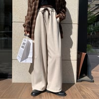 ウエストデザインリラックスドローコードカーブワイドパンツ