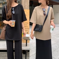 リラックスハーフスリーブトップス