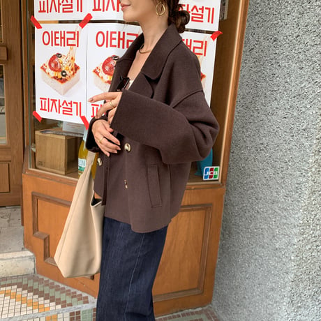 フェイクウールリバータッチショートコート