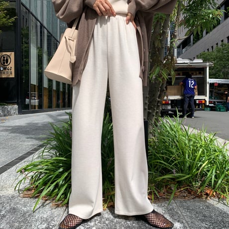上質ニュアンス起毛リブワイドパンツ