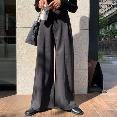 チャコールグレータックワイドパンツ