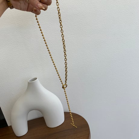 サージカル・アシンメトリーボールチェーンネックレス