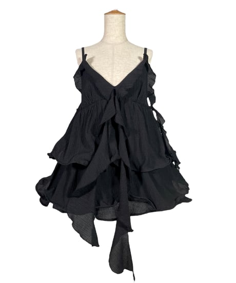 ［Black］リップルフリルチュニックドレス / Ripple Frill Tunic Dress