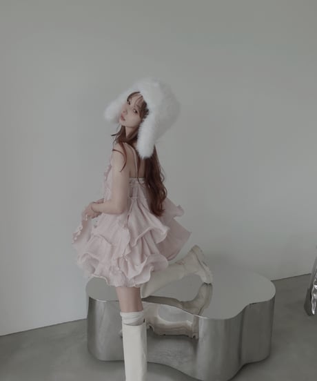 ［Pink］リップルフリルチュニックドレス / Ripple Frill Tunic Dress